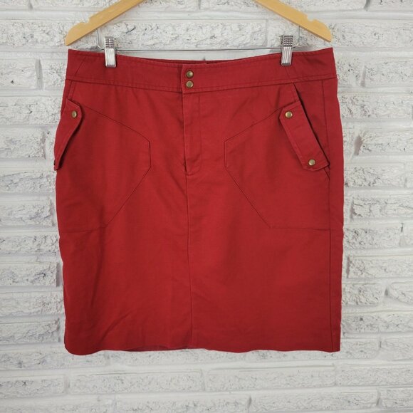 Worthington Womens Skirt 18 Plus Pencil Straight Rust Red Slash Pockets RED25E - Picture 1 of 11